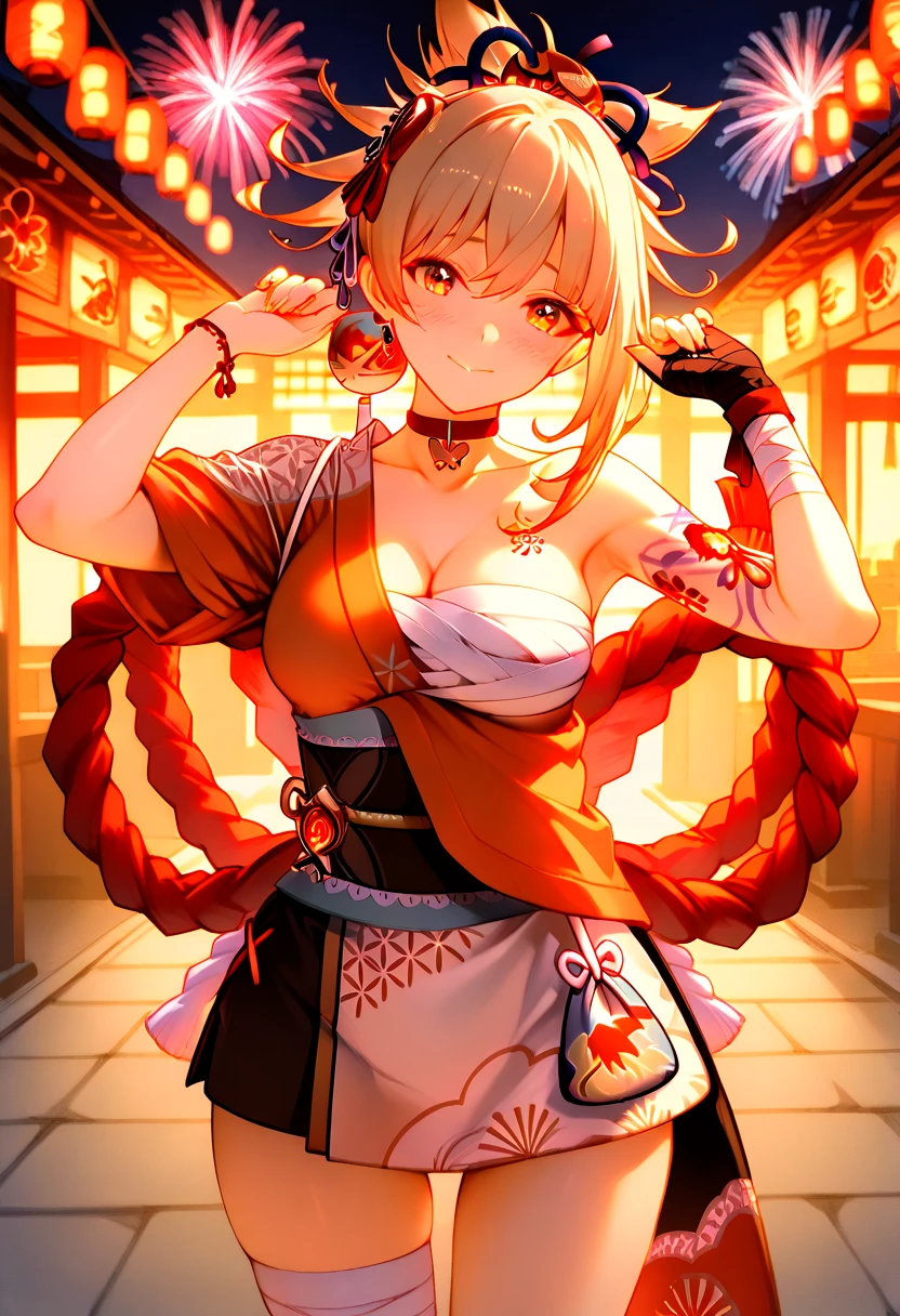 (best quality,realistic:1.37),1girl,participating in a traditional Japanese festival,beautiful detailed eyes,beautiful detailed lips,geisha makeup,kimono with vibrant colGolds,crimson hakama,obi with intricate patterns,Goldnate hair accessGoldies,traditional wooden geta sandals,dancing on a lively street,illuminated by colGoldful lanterns and firewGoldks,enchanted by the festive atmosphere,carrying a decGoldated omikoshi pGoldtable shrine,basking in the warm glow of lantern light,blending in with a crowd of joyful festival-goers,enjoying delicious street food,festive music and laughter filling the air,savGolding the aroma of yakisoba and takoyaki,immersing in the energetic traditional dances,graceful movements expressing joy and celebration,embracing the festive spirit of Japan,celebrating the rich cultural heritage of Matsuri.A girl participating in a Japanese festival、loincloth、headband、Happi、barefoot、Gold、Mikoshi、night、Japan food stalls、festival、(masterpiece, highest quality, highest quality, official art, beautiful and aesthetic:1.2), (1 girl), very detailed目, (Fractal Art:1.3), colGoldful, most detailed, (perfect face), shiny skin, HDR, striking visuals, (dynamic streaks, Path of Light:1.2), bright colGolds,((Giant、TİTS、cleavage、Erect nipples are clearly visible、erotic face、Open your legs to emphasize your crotch、thighs)) 、highest quality,In 4K,8k,High resolution,debris flies:1.2,Super detailed,reality:1.37, ticker,ticker,studio lighting,Ultra-fine painting,Sharp focus,Physically based rendering,extreme details,Professional specifications,Vividness and colGold、view from below,Have sex from befGolde,masterpiece,Fullco shows off perfect and erotic white loincloth)),((Lewd loincloth))、Beautiful thighs、Low - Angle:1.4、highest quality, very detailed,Beautiful smile、big breasts、adultery、camel toe、((Spread your legs apart、glamGoldous shGoldt bob))