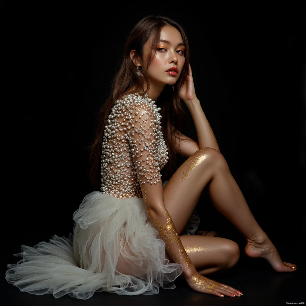 (1girl:1.35, 20-year-old), Realism, highest resolution, photorealistic, (highest quality realistic texture skin), ((highest quality realistic texture brown hair, ((slicked to the side)), incredibly intricate detail:1.35)), (outside,an orchard of blooming cherry trees:1.3),((perfect proportions)), ((anatomically correct), very small round head:1.4), ((firm and full breasts:1.3)),(the most absurd quality perfect eyes), ((beautiful sharp-face), extremely detail:1.3), (light pale complexion), ((clear no blur and sharp perfect round realistic brown_eyes:1.35), super detail:1.4), finely detailed pupils, detail lips:1.3, (long_blue_eyeliner:1.35), (pink_lipstick:1.4), ((perfect lightning_eyeshadows:1.25)), (Detailed nose:1.2), (Upper body shot), ((highly elaborate extravagant microscopic street outfit:1.15)), close up of her face, exquisite balance of shadows,perfect composition, ((look at the viewer)), Hasselblad, 85mm f/4.0