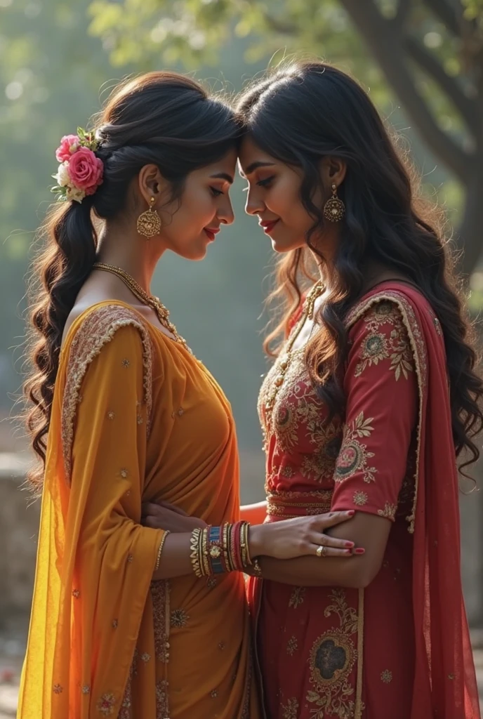 There are two girls in an Indian park, both are 24 years old, one's name is Shreya  Both are very beautiful and there is a lot of tension between them, I mean the thing is that they both are very beautiful 