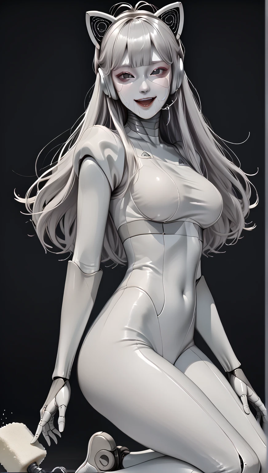 full body picture Unreal Engine 5 8K UHD of beautiful women, wearing white tight latex catsuit covered whole body, latex mask, latex collar, latex body harness and lace, arm and leg cuffs, latex corset, latex long glove, best quality, masterpiece