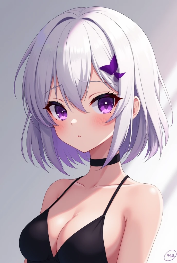 (muste piece), (best quality), (score_9, score_8_up, score_7_up), very detailed eyes, expressive eyes, perfect face, very detailed face, highly detailed face, beautiful girl, 8K, beautiful girl, (white background), delicate and beautiful face and eyes, dark intense shadow, Ultra-high resolution, Movie Lighting, (Fuji Color: 1.2) portrait,
1 girl, vtuber style, cool girl, hololive, vtuber, amane kanata, multicolored hair, grey hair, short hair, sharp eyes, purple eyes,Shiromuku, small chest, sideboob, clavicle, nape, off the shoulder, look back, smile, (upper body),