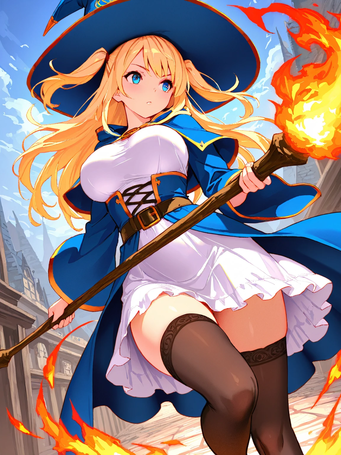 1 girl,masutepiece, Best Quality, hight resolution, Long gloves, Bare shoulders, Dress, off shoulders,fullmoon、((pantyhose))、long boots、Photo from below