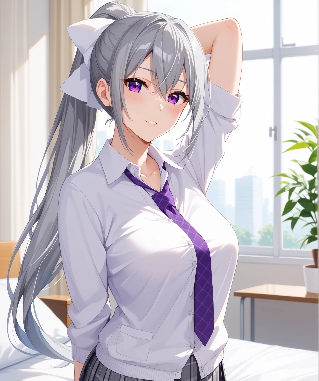 (Highest quality、Masterpiece、Very detailed、8K)、One Woman、very light pink color、beret、18-year-old、high school student、(((Alice Sakayanagi)))