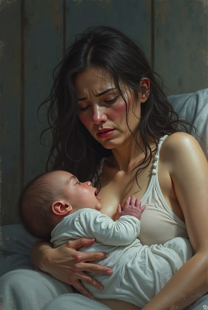 Woman sitting in a chair nursing a girl, realistic --auto --s2