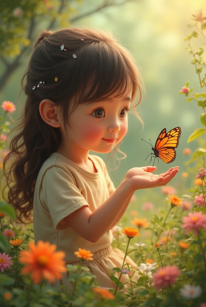 Image of a child holding a butterfly