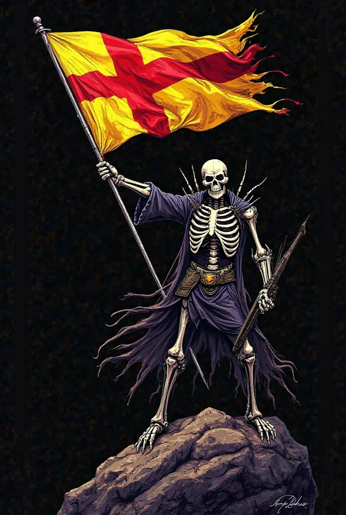 Angry skeleton with Venezuelan flag