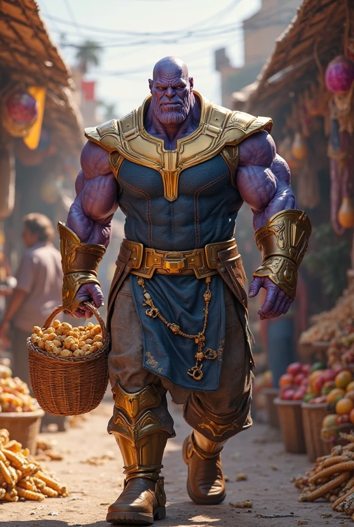 That’s quite a unique and amusing sight! It looks like Thanos has taken a break from his usual universe-altering activities to sell vegetables at a local market. The blend of his character with traditional Indian attire and the vibrant market scene is really creative.
What do you think Thanos would say if he were actually selling vegetables? 😄
1
youtube.com
2
freekaamaal