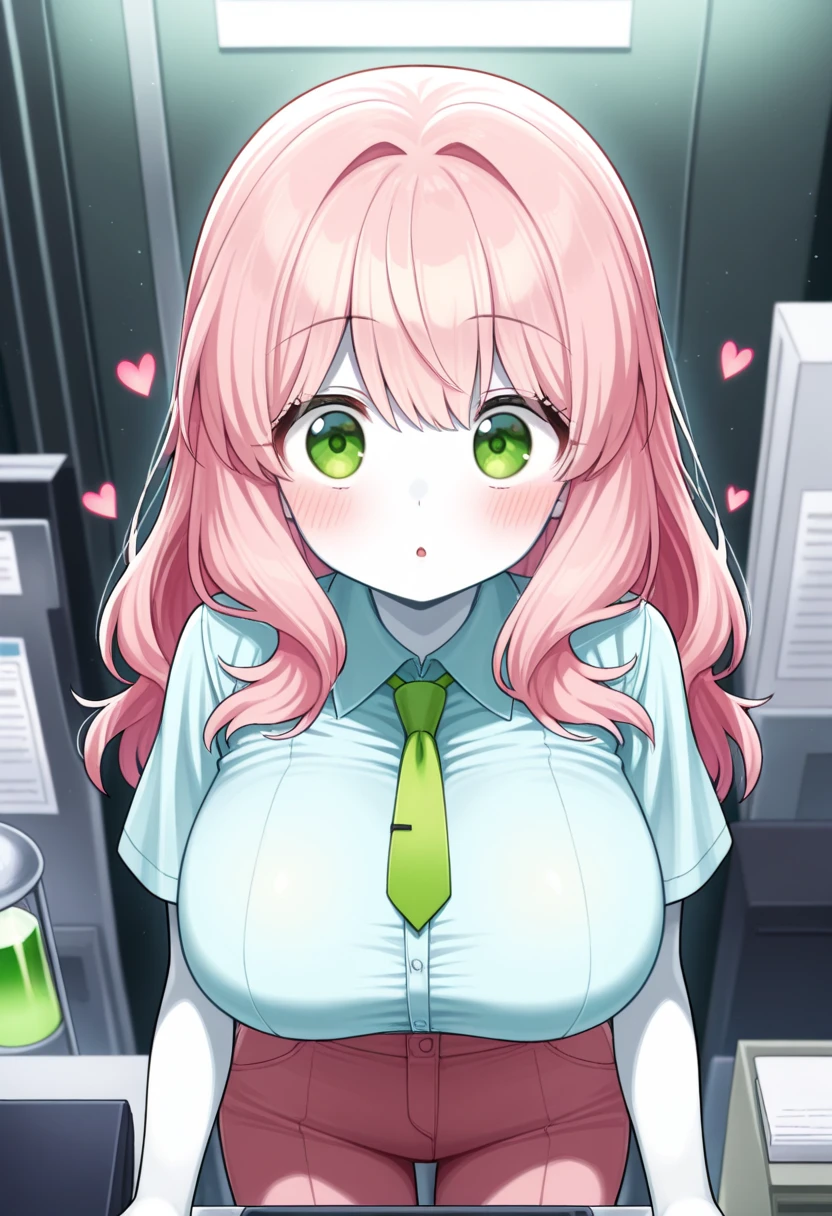 (masterpiece), (best quality),makima \(chainsaw man\), best quality, ultra detailed, 1girl, solo, standing, red hair, long braided hair, golden eyes, sexy, tied \(non-sexual\), bangs, large breasts, white shirt between open, loose tie on the plunging shirt fixed gaze, smile, (bad:1.2), looking at the viewer, (interview:1.3), (dark background, sitting in the office)