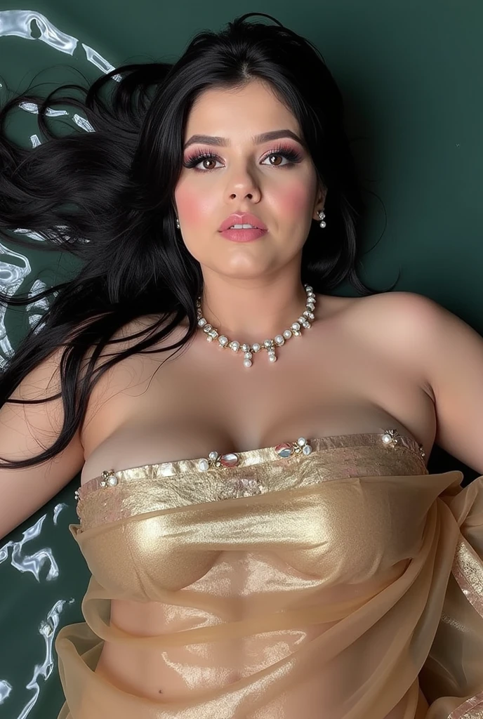 {Ultra HD, 4K, HDR, 8K, hyper realistic face, close up, looking straight at viewer}, (rich married woman in party, gorgeous big faced Mother, BBW, SSBBW, chubby, age 30, confident smirk, wearing red sari, bindi, looking like Mom), ((long straight party hairstyle, red lips, clear big eyes, raised arrogant eyebrows, pink cheeks, heavy makeup)), pale white skin, (youthful skin)