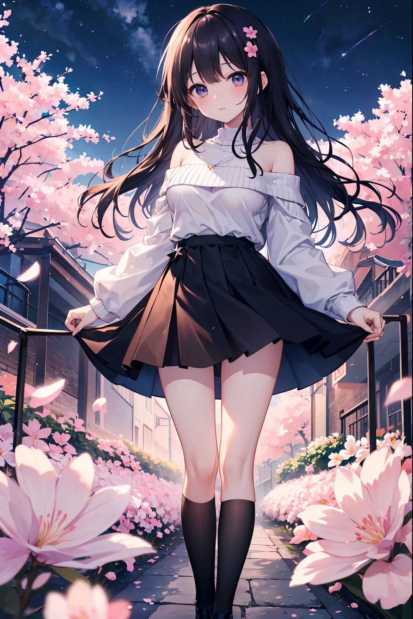Anime girl in a short skirt and white shirt standing in front of a tree ...