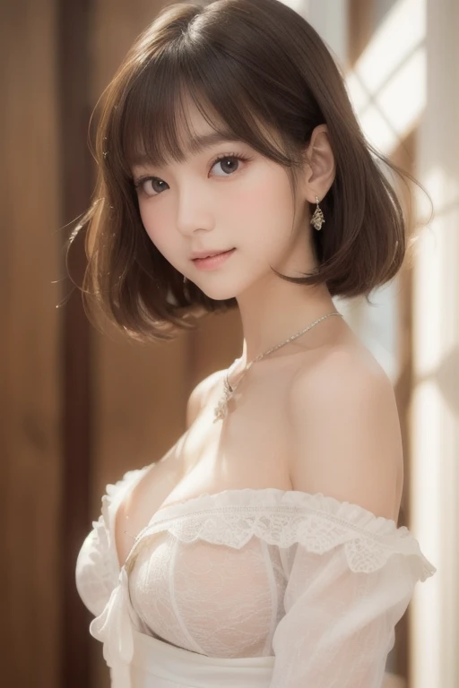 Highest quality、8K masterpiece、Ultra-high resolution、(Realistic:1.3)、RAW Photos、1 Girl、Silvery white long hair:1.4、Glowing Skin、1. Open-chested clothing、((Medium bust:1.5))、((Ultra-Realistic Details))、Portraiture、Global Illumination、Shadow、Octane Rendering、、Ultra Sharp、Beautiful breasts、Bare skin exposed in the cleavage、City Background、Warm colors、、Very intricate detail、Realistic Light、CGSoation Trend Beautiful Eyes、Eyes shining at the camera、Neon Details、Korean Idols、Shining light gray eyes、、Small and shapely、Prostitute