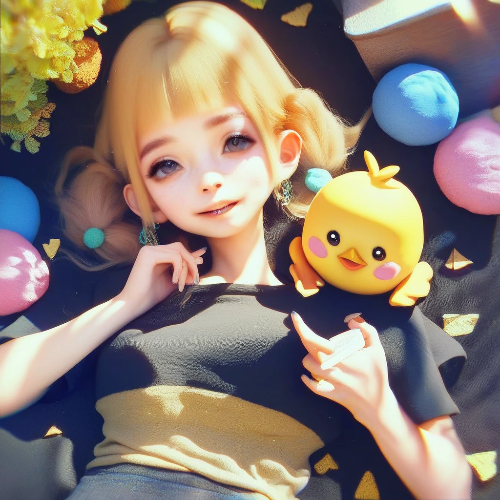 (trembling:1.5), young cute chicken girl, tied up, white short twintails with yellow ribbon, in very huge decorative food plate, (hugging chick toy in arms:1.3), object hug, (looking at viewer), small breasts, kneeling, crying with eyes open, streaming tears, tears, sweat, sweatdrop, wet hair, chick wings ,chick tail, (yellow cute dress :1.2), green lime and leaf in plate, wet clothes, in dungeon, semi-realistic
,<lora:aqua_crying_meme:0.2>, closed mouth, tears, wavy mouth, tearing up, pout