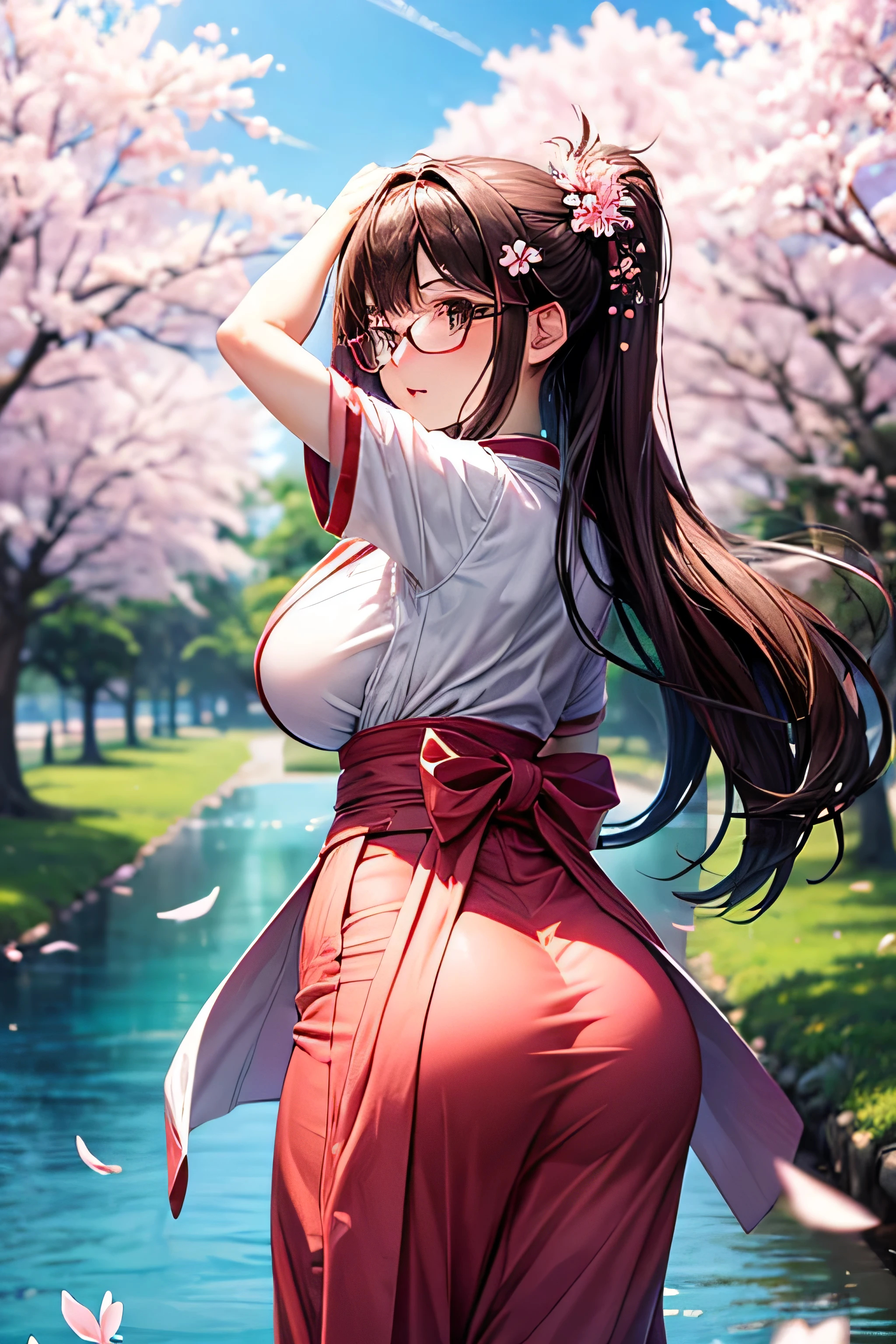 PERFECT MASTERPIECE, EXTREMELY DETAILED CG UNITY 8K UHD QUALITY RESOLUTION, RAW PHOTO, AWARD-WINNING PORTRAIT, PHOTOREALISTIC, OFFICIAL ART, SHINY REALISTIC SKIN, (v3.0 Punk Rock Baked:1.3), The most beautiful and sexy school girl, very long black colored hair in pigtails, vibrant moonlight eyes, long detailed eyelashes, blushing, full pouting pink lips, curvy body, full hips, (super huge enormously gigantic nude tits nipples exposed:1.3), cleavage showing, gigantic tits bursting out of her shirt, wearing glasses a school girl uniform school girl skirt and Nike sneakers and backpack, tons of tattoos and piercings, arching her back in a sexy seductive slutty pose, looking at the viewer, full body portrait, close up pov camera view from below, sexy seductive slutty facial expression, cherry blossoms blowing in the wind, school campus background