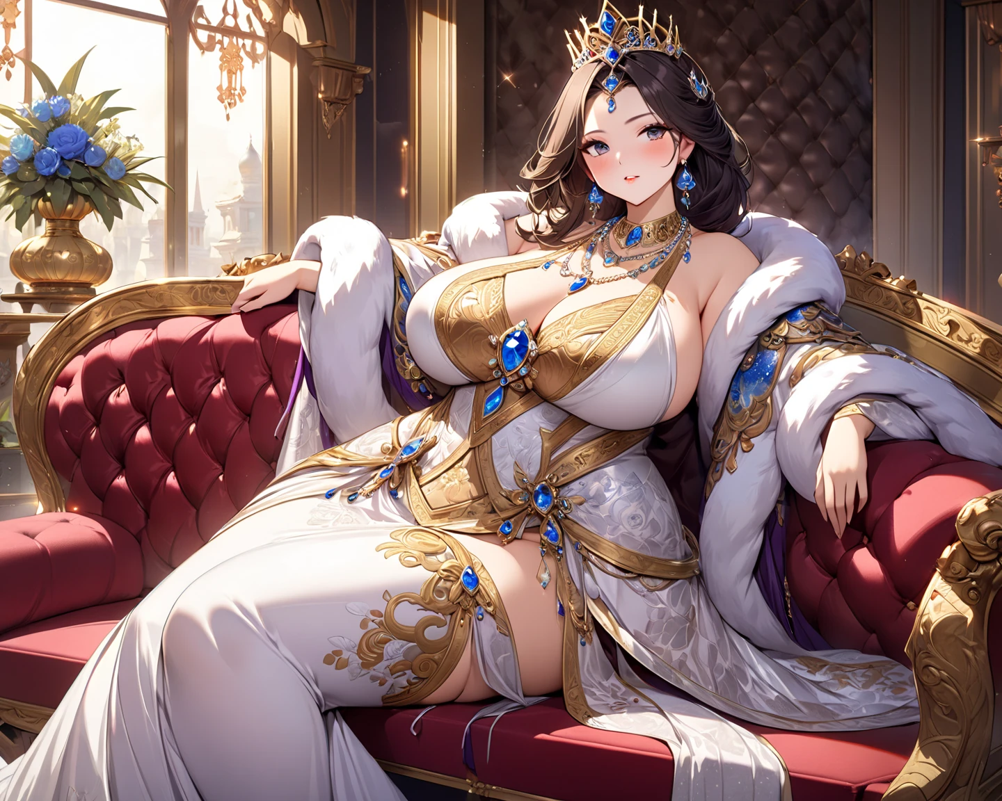 (masterpiece, best quality, high resolution, high quality, super fine illustration, ultra detailed illustration:1.5), detailed skin, detailed face, detailed eyes, detailed background, Reyvateil, alone, She is nestled among many books, (long shot:1.2),