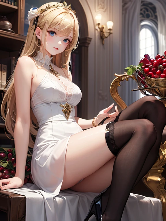 ((最high quality, 8K, masterpiece: 1.3, Ultra HD, high quality, 最high quality, High resolution, realism)) 、22 year old beautiful white woman、Hair color blonde、blue eyeedium hair、straight hair、smile、Slender but well-proportioned muscular body、Athlete-like body type、I don&#39;t want my head to disappear from the screen.、Wearing accessories on your wrist、put anklet on ankle、Wearing red nail polish、I have a peticure、is a goddess、It&#39;s unparalleled、Art Nouveau landscape on a black background、bewitching look、Erotic Tech((erotic))Costumes