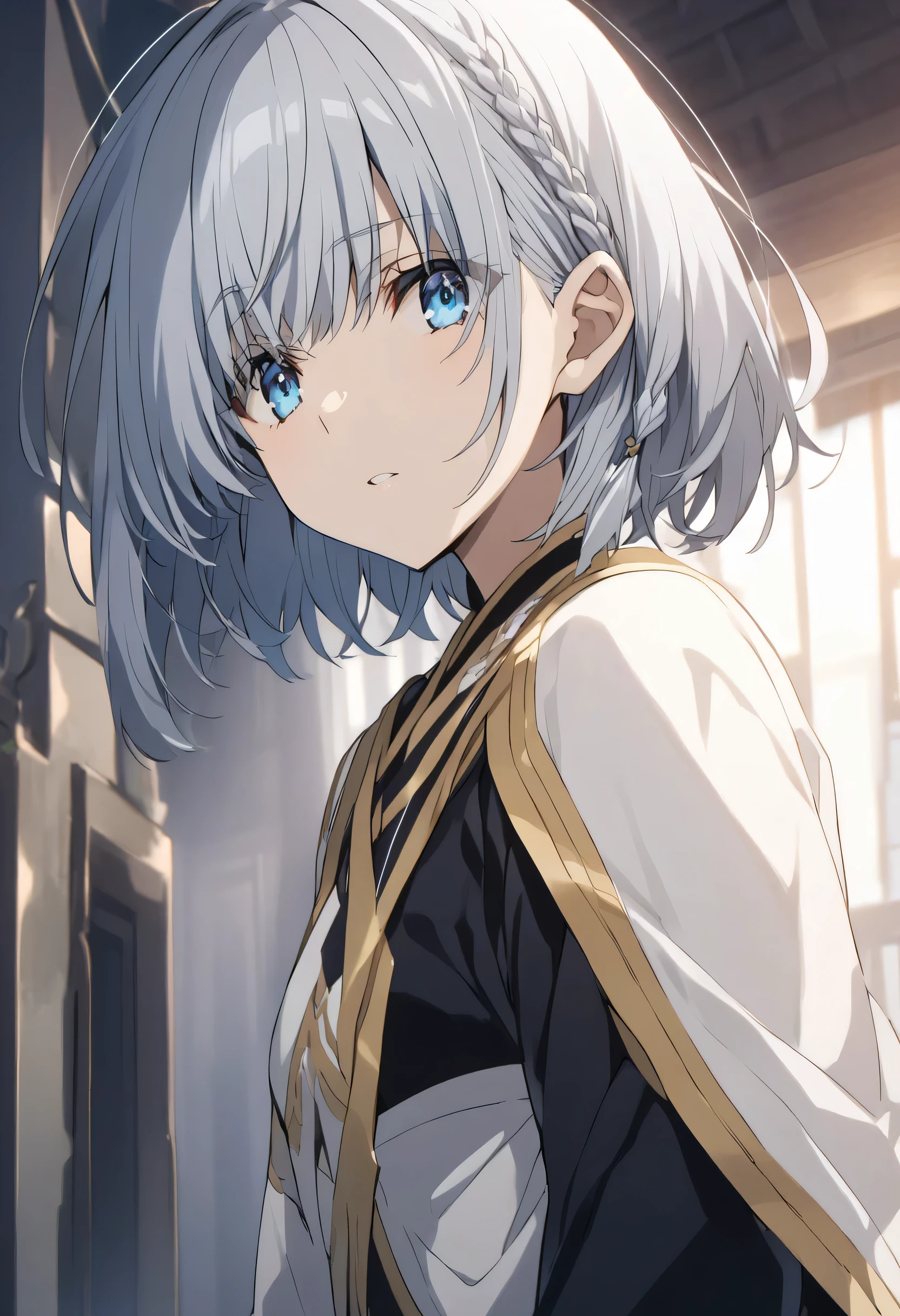 beta, short hair, blue eyes, braid, grey hair, The Eminence in Shadow (Kage no Jitsuryokusha ni Naritakute!