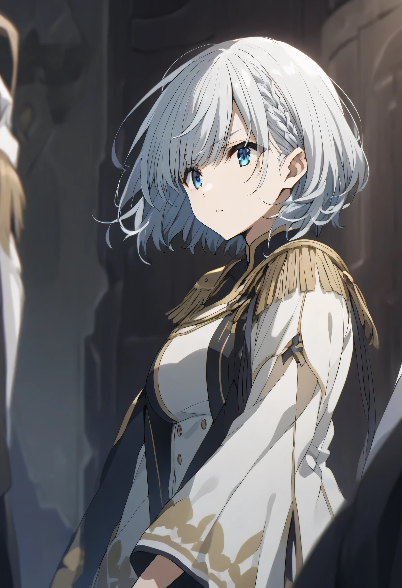 beta, short hair, blue eyes, braid, grey hair, The Eminence in Shadow (Kage no Jitsuryokusha ni Naritakute!