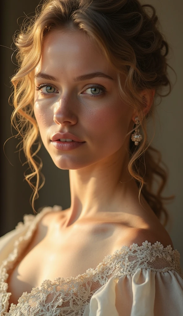 lovely princess woman, 18yo, charming, unique, individual, distinctive face, sexy, mysterious, touching, innocent, peaceful, soothing, cleavage, radiant, elegant, noble, gold, jewels,