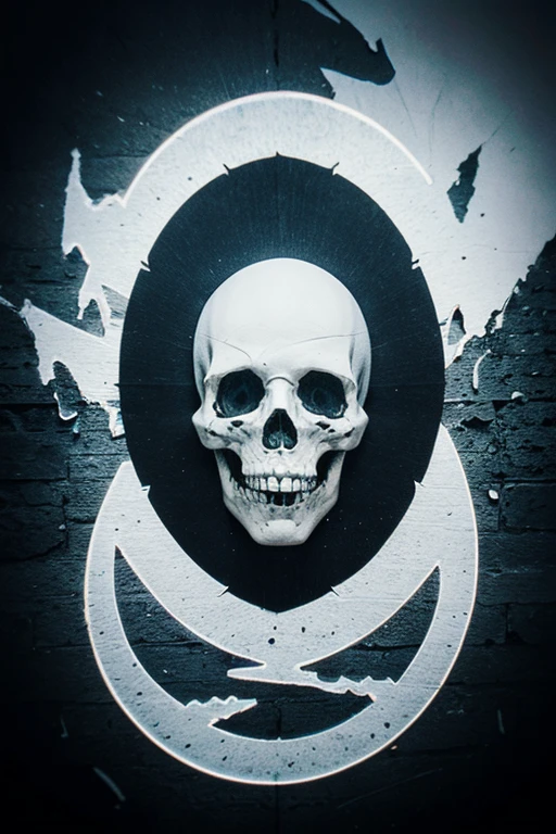 create a logo with the name ODS with a black background and a skull behind it