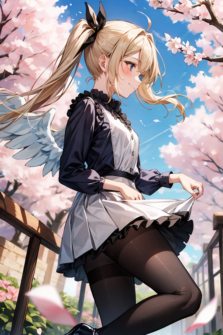 masterpiece、Angel Smile、Fluttering white feathers、long skirt、Clear eyes、Shining eyes、