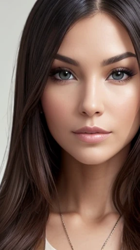 Fashion model 25 years old, [Close-up]]]], [[Chest]]]], [Neck]]]], [Shoulder]]]], perfect eyes, perfect iris, perfect lips, perfect teeth, perfect skin, soft front light, glow, HDR, (muted colors: 1.2)