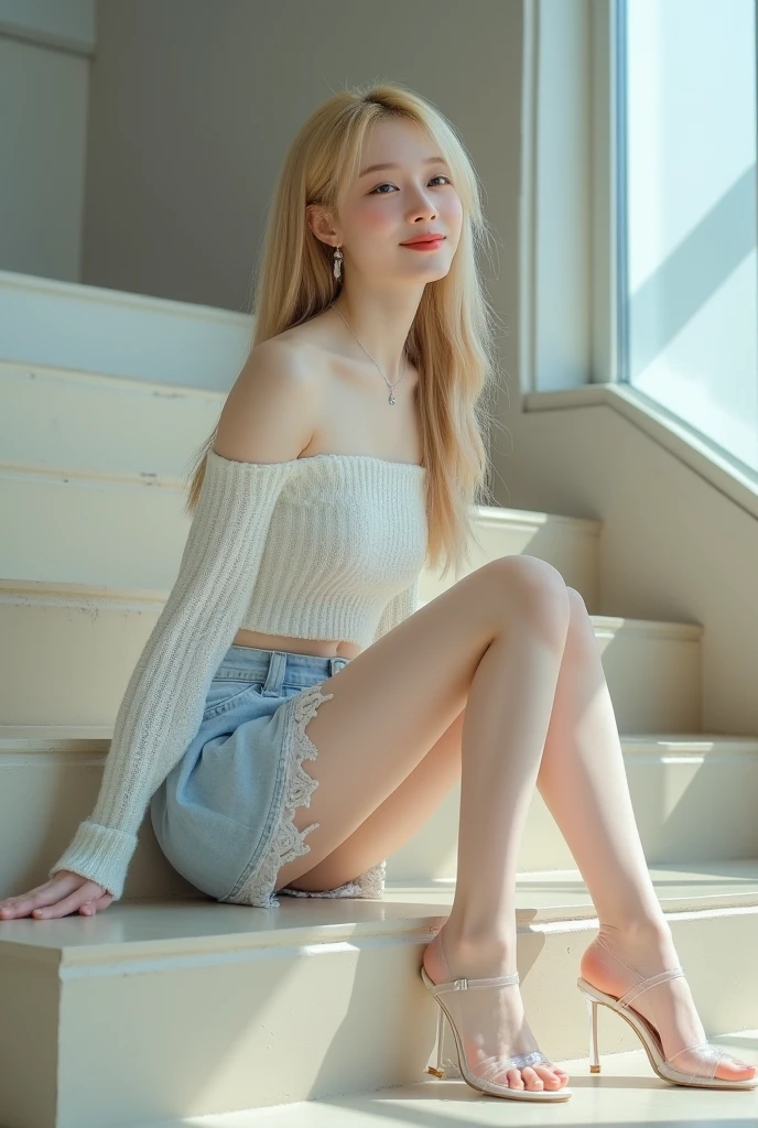 top Quority,Ultra-clear resolution,Clear eyes,plain face,s the perfect face,White skin,Perfect chest,with perfect legs,Random color style skirt,Random environment