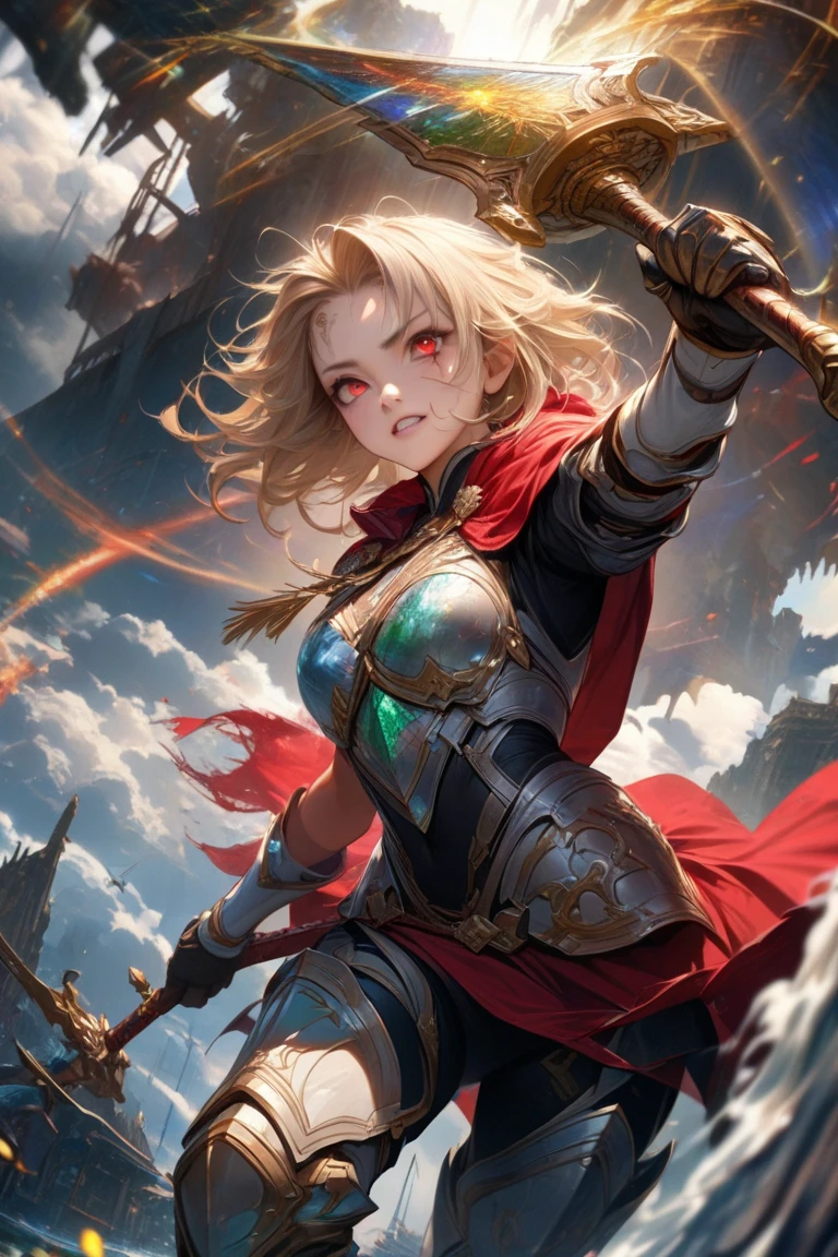 ((highest quality)),(Ultra-high resolution),(Very detailed),(Detailed Description),((The best CG)),(A masterpiece),Ultra-precise art,amazing drawing art,(Fantasy art with intricate detail:1.5), (Female Fighter:1.7),(Beautiful and well-proportioned face:1.5), Burning Clouds