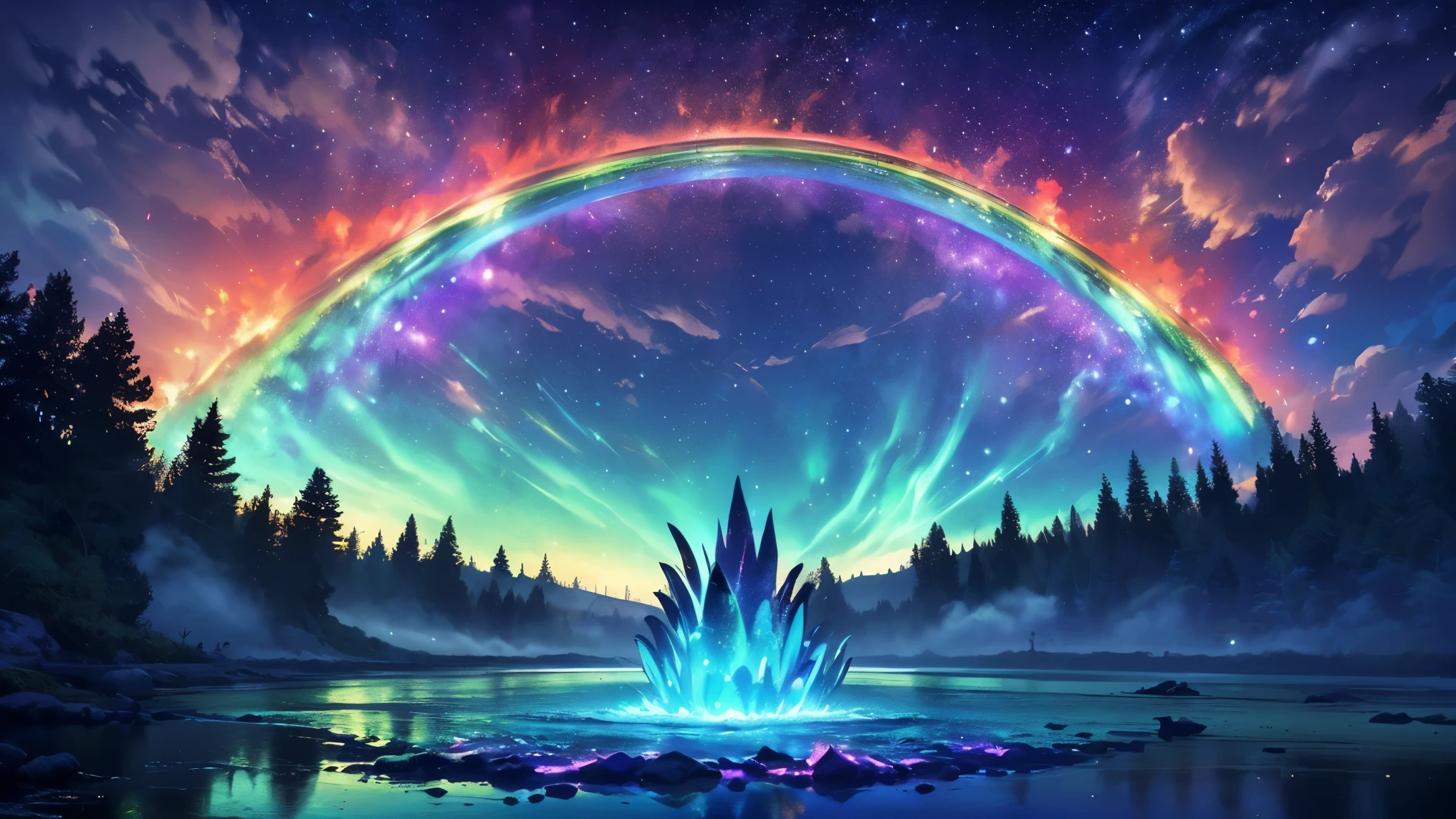 rainbow,超high image quality,high image quality,high quality DVD,Enchanted Mysterious Forest , (Lots of neon colored butterflies),Majestic Atmosphere, Pure blue water river fountain, Golden Mini Fairy, (((emits fluorescent blue, lots of succinants　Agave glows))), Extremely beautiful scenery , (Super Real), {Highly Detailed 8k CG Unit Wallpaper}, (Low Perspective Prioritizing the Overall Scene), (Wide々A view of the field ), (low angle shot),(lowlight), (Warm Light Source : 1.0), Intricate Details, (((Seven colors of the rainbow ))), (bright light that emits bubbles), (Atmosphere lighting), nature, Magically Beautiful Scenery, landscape,((Triple Overlapping Rainbows)),
