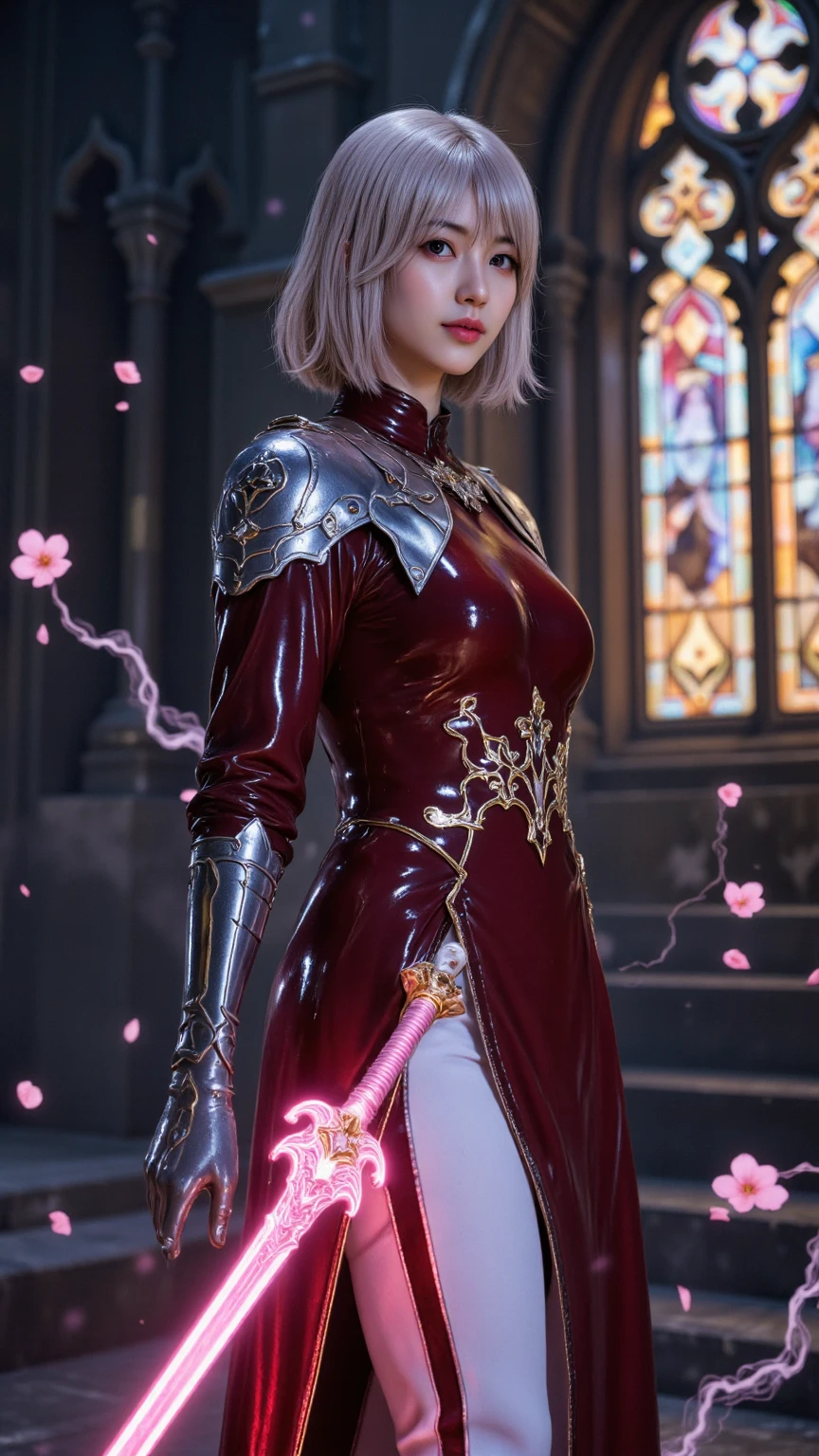 Anime-style image of a woman holding a sword, Sacred Waters(WLOP style), 3d rendering character art 8k, Square Enix Cinematic Art, Amazing anime 8k, 2b ..., 2b, Game CG, 8K CG Rendering, Detailed cinematic rendering, Cyberpunk Cyborg. rose, Katana Zero video game characters, Sharp rendering