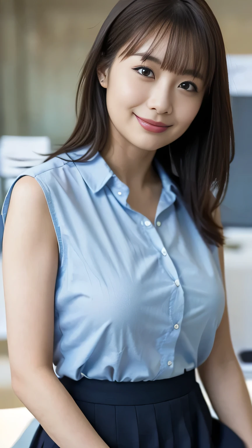 Best Quality, masterpiece, Beautiful Japanese Women, ((30's, Office compatible, tight short skirt))), (((39 years old))), ((Inside the office)), Big Breasts