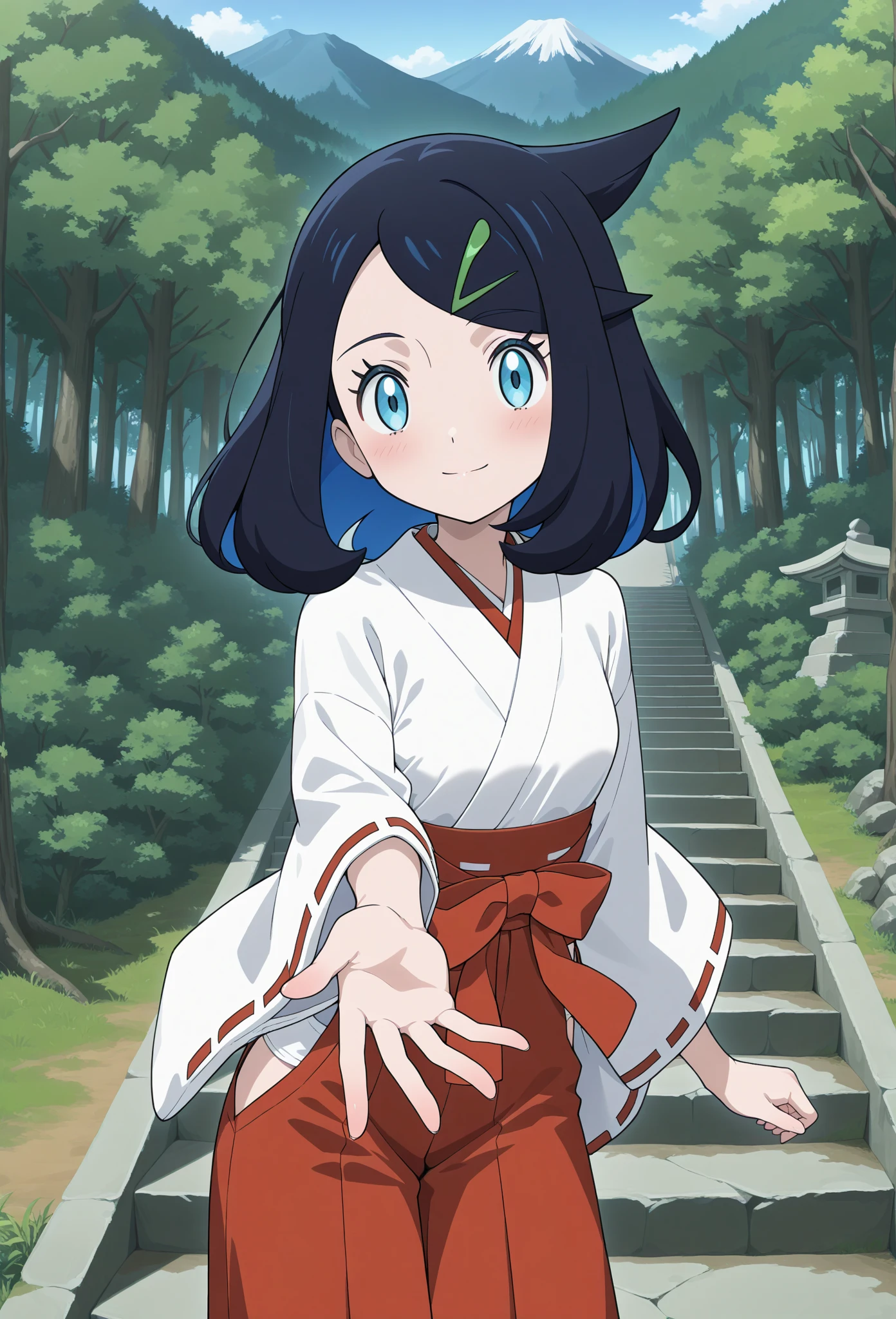 best quality, masterpiece, highres, solo, {night:1.10}, {starry sky:1.10}, beach, beautiful detailed sky, {extremely detailed background:1.20}, {ikuno_darlinginthefranxx:1.15}, {standing:1.10}, looking at viewer, {bikini:1.30}, green_eyes, glasses, black_hair, freckles, folded_ponytail, light smile
