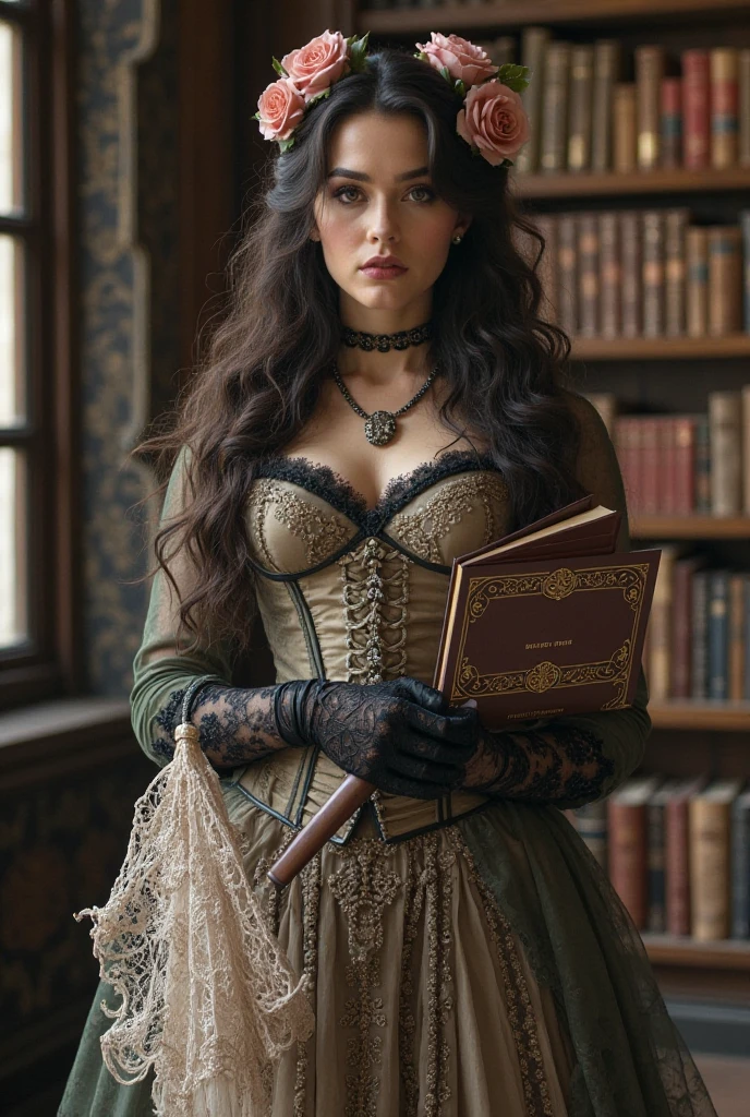 The airship, a marvel of steampunk engineering, glides gracefully through the cerulean skies, its brass and copper framework adorned with ornate filigree. Sunlight filters through the circular portholes, casting warm, dappled patterns on the polished wooden floor.
Our focal point is a resolute young woman seated near the window. Her presence exudes both mystery and determination. Her attire blends practicality with elegance: a fitted leather corset cinches her waist, while billowing sleeves cascade from her shoulders. The fabric bears intricate embroidery, reminiscent of ancient runes or forgotten spells.
Her expression is enigmatic—a mix of curiosity and quiet contemplation. Eyes the color of storm clouds peer out from beneath a wide-brimmed hat adorned with feathers. Strands of auburn hair escape their confinement, framing her face like tendrils of wildfire. Perhaps she's a scholar, deciphering cryptic texts, or an adventurer charting unexplored territories.
The airship's interior reveals more wonders: shelves laden with leather-bound tomes, maps unfurled across a sturdy oak table, and a brass compass that points not only north but also toward hidden realms. The air smells of aged parchment, ink, and the faintest hint of alchemical elixirs.
Outside the window, we glimpse fantastical landscapes—a floating island adorned with crystal spires, a forest where trees sway to an otherworldly melody, and distant constellations that