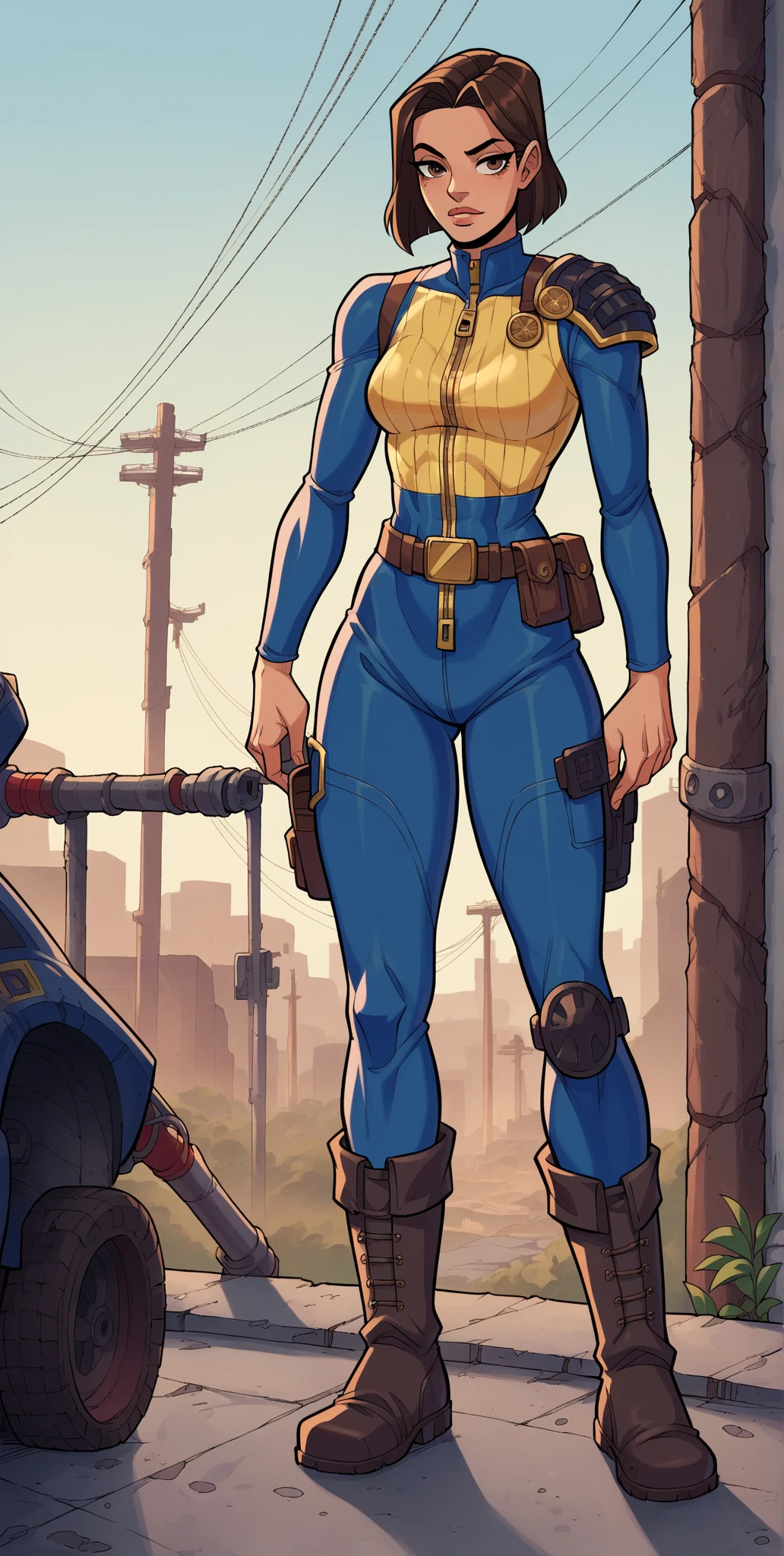 (((1 girl,  cute, (gigantic breasts:1.2), denim jacket, white top, jeans, Gloves, blond, short hair, bob hair,  side parted hair, blue eyes))), (((blond hair))), 
dynamic poses, manga style, depicting a group of characters in various action scenes, from intense battles to lighthearted moments, with dramatic speed lines and bold sound effects, capturing the excitement and energy of the story, Laser rays from the palm of hand, Attack forward with palm, yellowstone park, Grand Canyon,