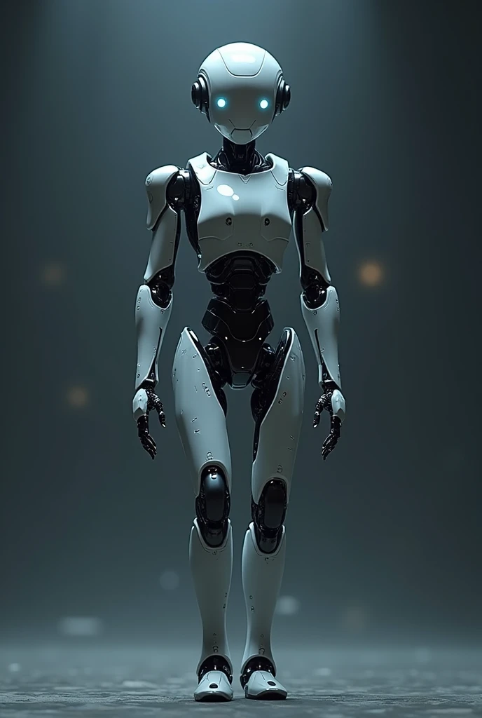 A humanoid Stand with a sleek, mechanical and futuristic design, resembling a combination of a high-tech android and an ethereal, data-driven entity. The Stand's body is semi-transparent, with flowing digital patterns and glowing circuits running across its limbs. It has a geometric, angular face with multiple glowing eyes that resemble camera lenses, capable of analyzing its surroundings. The Stand's arms and legs are segmented, with jointed, mechanical elements that allow for precise movements. Its hands are detailed and dexterous, resembling a surgeon's tools, capable of intricate work. The Stand is surrounded by a faint aura of shifting data streams and symbols, emphasizing its ability to analyze, deconstruct, and reconstruct any material or concept it touches. The overall color scheme is a mix of metallic silver, neon blue, and dark purple, giving it a high-tech yet mysterious appearance.