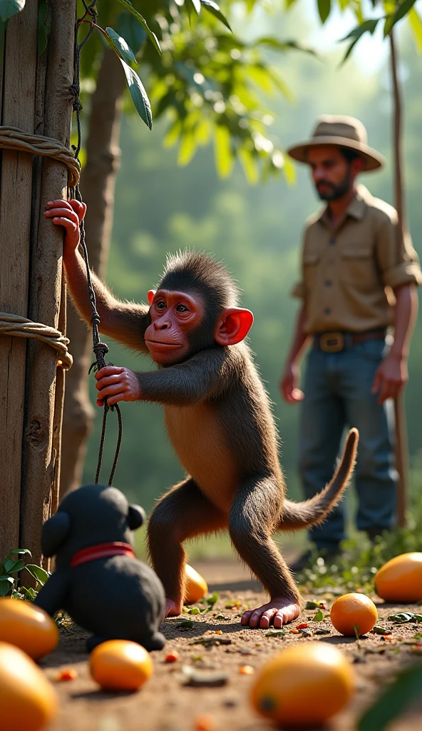 people cut trees with saw and monkey anxious have no place to live