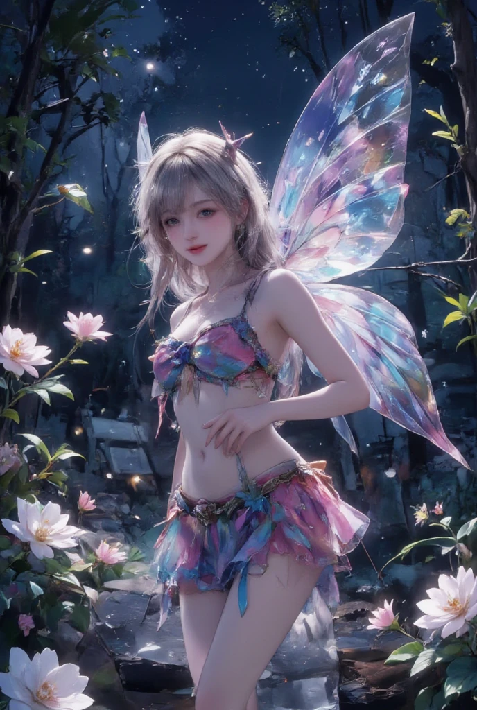 faeries,showy,white skinned,Colorful wings,white color hair