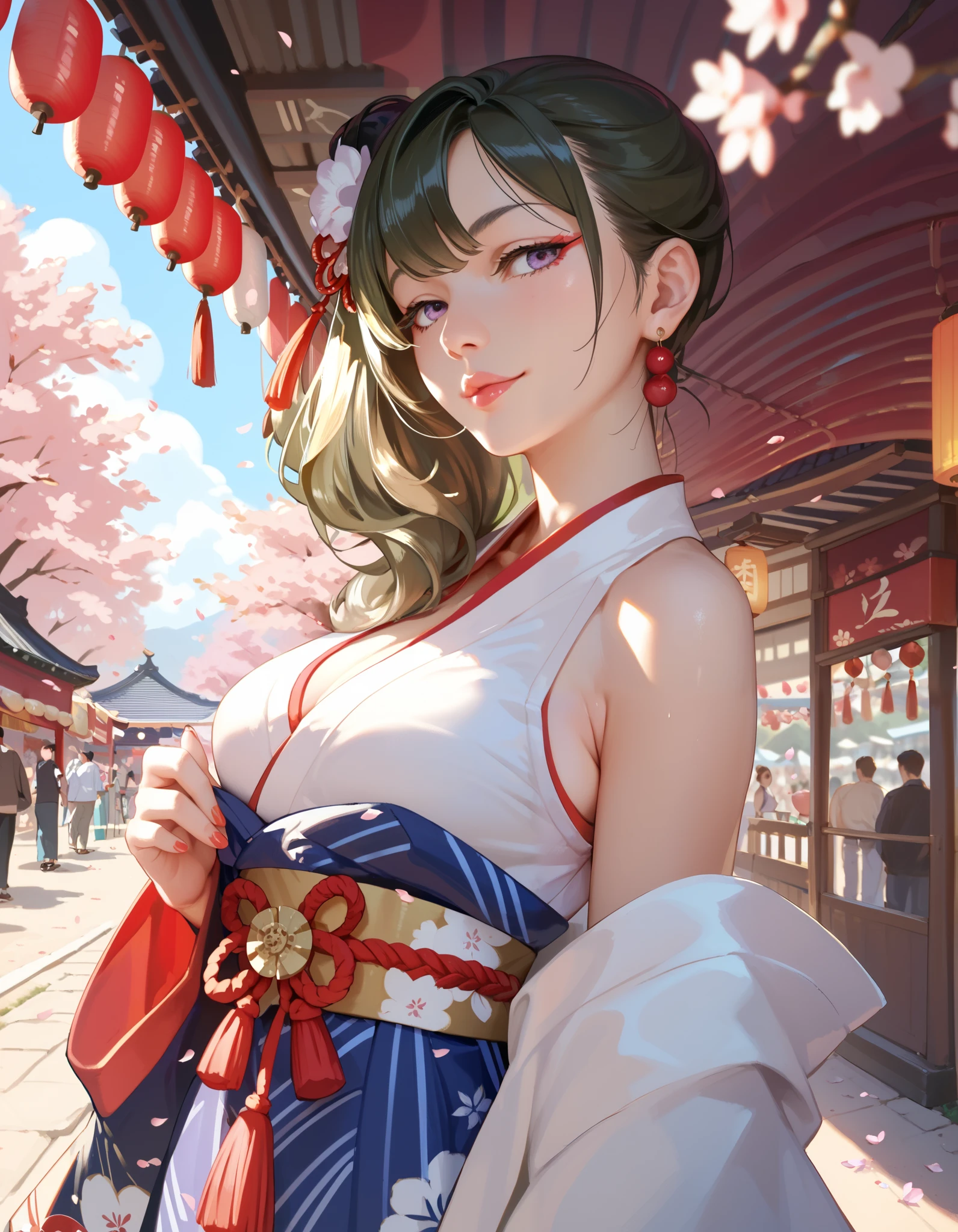 cherry blossoms、Japanese woman、festival