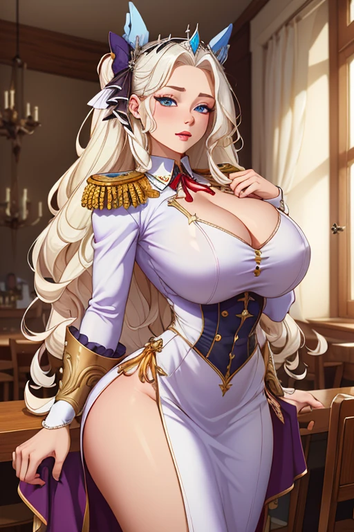 "(A perfect masterpiece:1.2), (Best Quality:1.2), A stunning face, uniform, Mature and fat, Large pupils, Bright Eyes, compensate, Long and luxurious eyelashes, Fuller lips, Irresistible charisma."