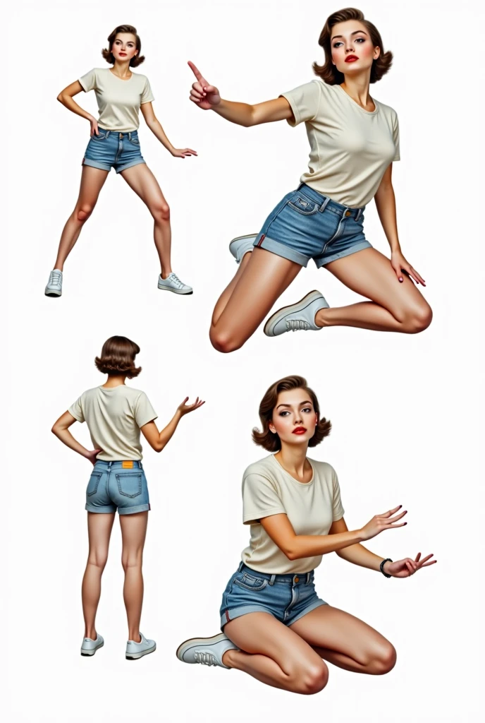 pointingdown, 1girl, pointing down, legs hidden, no background, <lora:pointingdown:1>, two hands pointing, smile, open eyes, Red Hair, Spikey haircut, Skinny, (Massive Breasts:1.2), (Cleavage:1.1), (Mature Female:1.1)