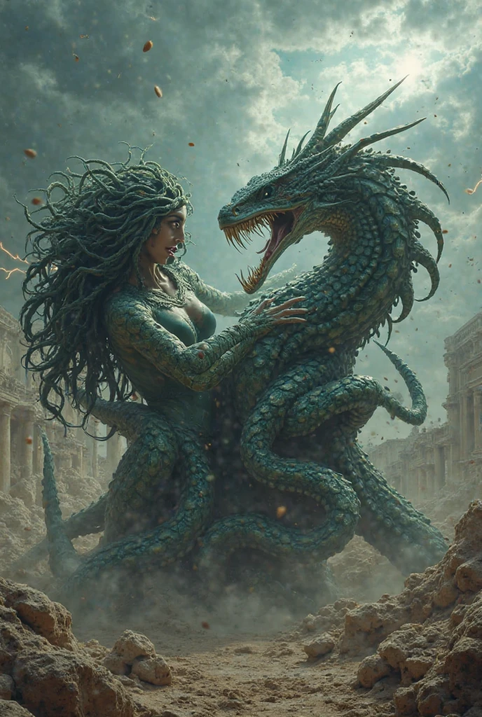 A tentacle man holding four breasts behind his back tentacle girl, goddess, royal sister, slime, parasitic devouring, mucus, nausea, blushing and shy, big breasts, bondage binding, rope art, super tall female monster, female monster standing by a tall building, giant female monster man, female monster, huge banshee, behemoth, huge sense of oppression, human body behemoth, terrifying beauty