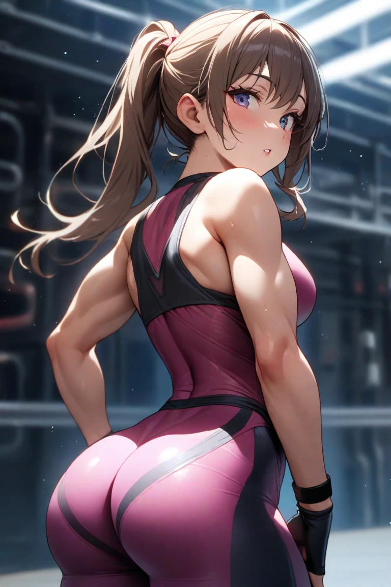 ((nsfw:1.3))、highest quality、complete limbs、full finger、(((There is one male and one male professional wrestler.)))、black haired woman、straight hair woman、female professional wrestler、((A woman wearing a navy blue one-piece school swimsuit:1.3))、((woman wearing brown pantyhose:1.3))、((Pro wrestling))、A male professional wrestler and a female professional wrestler are fighting、((A male professional wrestler hugs a woman tightly from behind, fondling her breasts and touching her crotch))、(((Woman with open mouth and distressed face:1.3)))、man with a disgusting face , gigantic breasts , (show off nipples:1.3)