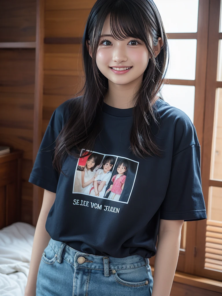 Uma jovem mulher, sorrindo, , cabelos loiros, usando uma blusa de colegial japonesa e uma saia frisada na cor preta, em uma sala de aula, detalhes intrincados, highes definition, cinematic lighthing