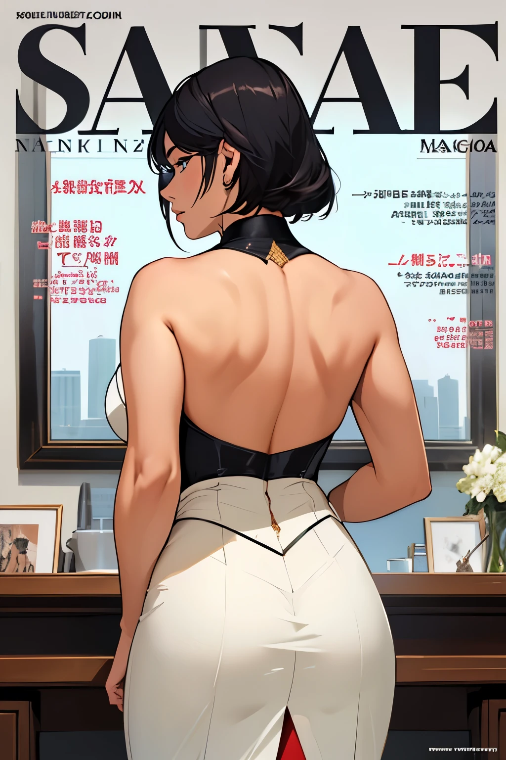 woman samurai、being thin、Raise one leg high like a ballet dancer、A woman who seduces by sticking out her crotch、A dark-haired、character sheets
