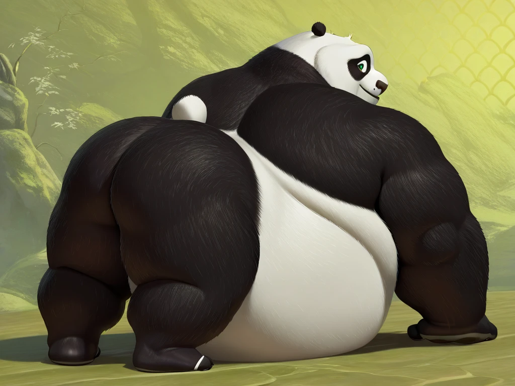 Fat pokemon Pangoro big belly and large body and his big chunky body wearing sunglasses and hes butt is big
