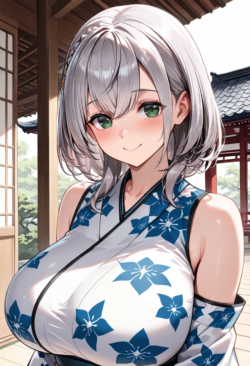 (masterpiece, best quality, detailed background),(perfect face),(mina_1919:1.1),1 woman,alone,heart shaped eyes,sad,kimono,Black headband,cowboy shot,Summer Festivals,outdoors,(()),full body shot,one piece
