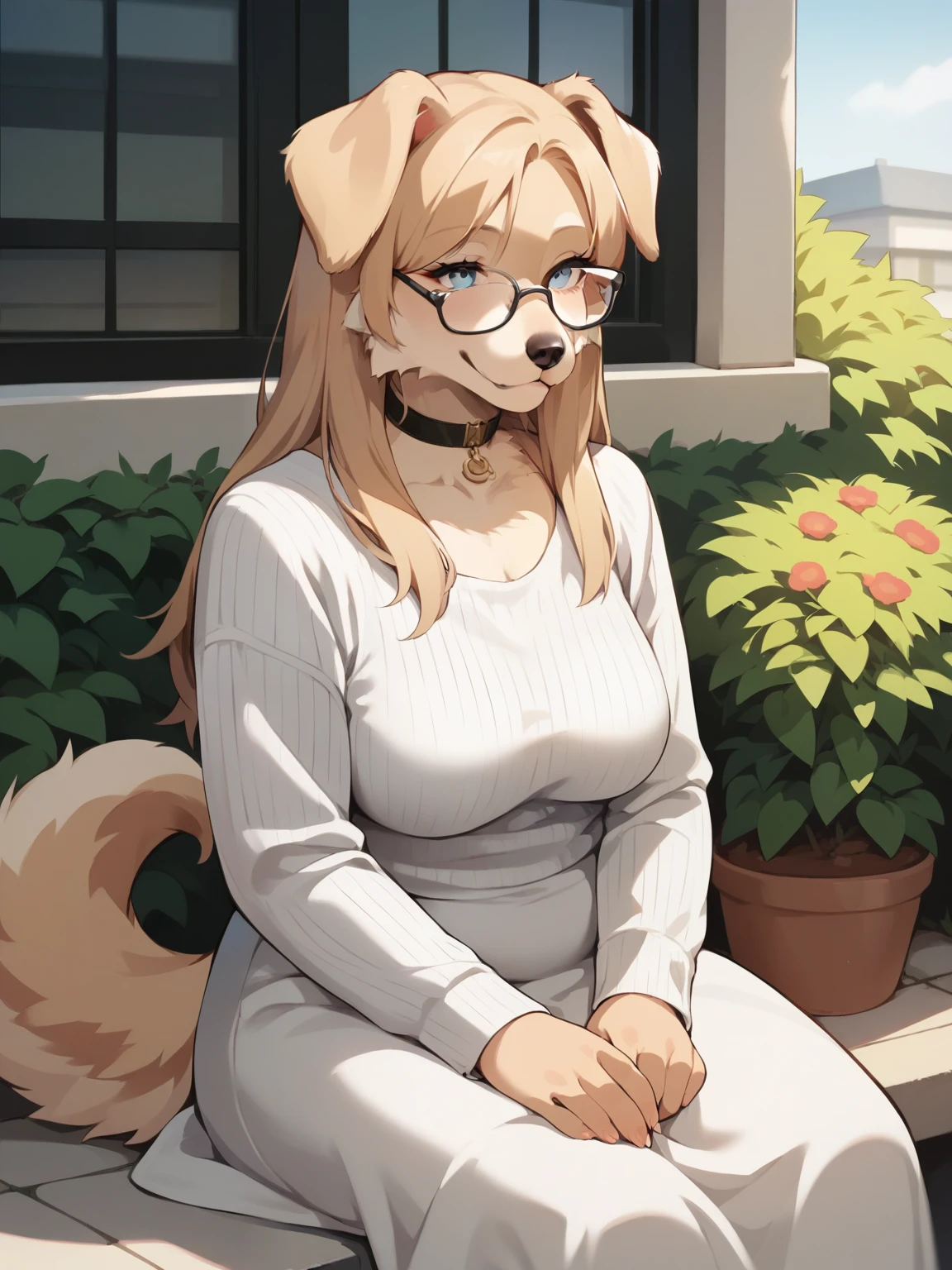 Anime girl sitting on a bench with a cat in her lap - SeaArt AI