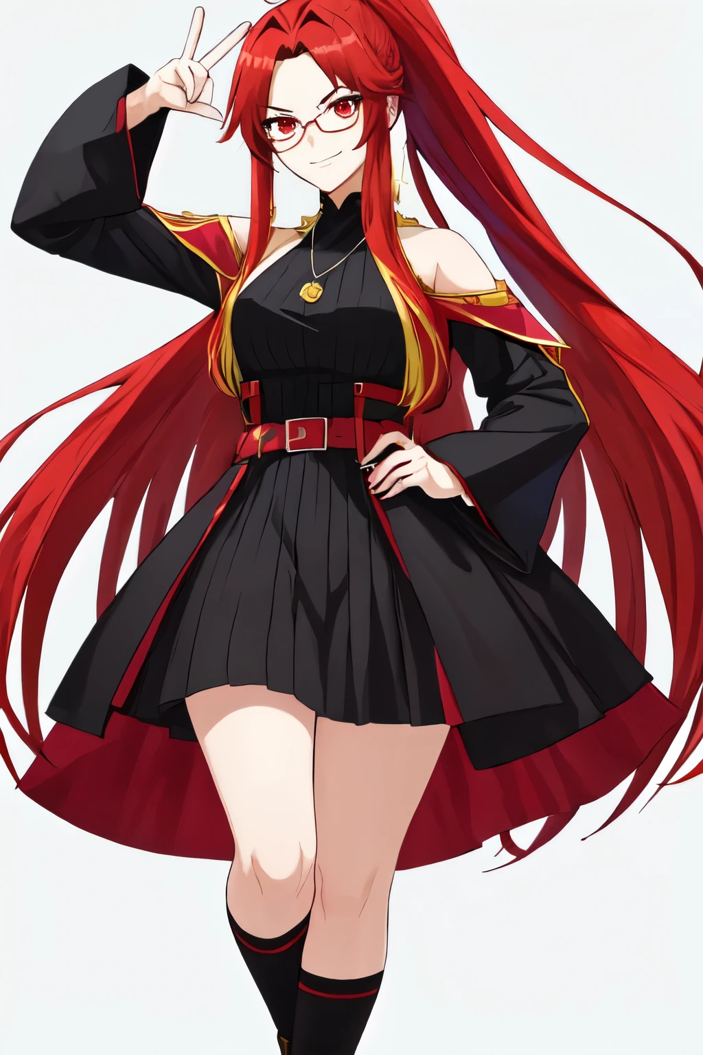 Red long-haired star-eyed girl, red eyes, full body, no clothes, large breasts, R18 (Master 1.2) (full of details)
