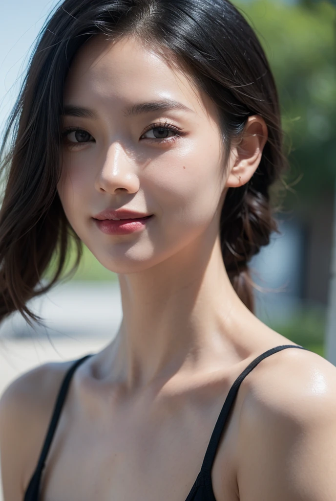 (((swim wears))、(masuter piece:1.3)、(8K、Photorealsitic、Raw photography、top-quality: 1.4)、(1girl in)、美丽的面容、(Lifelike face)、(A dark-haired、short-hair:1.3)、Beautiful hairstyle、realisticeyes、Beautiful details、(real looking skin)、Beautiful skins、absurderes、enticing、超A high resolution、A hyper-realistic、high-detail、the golden ratio