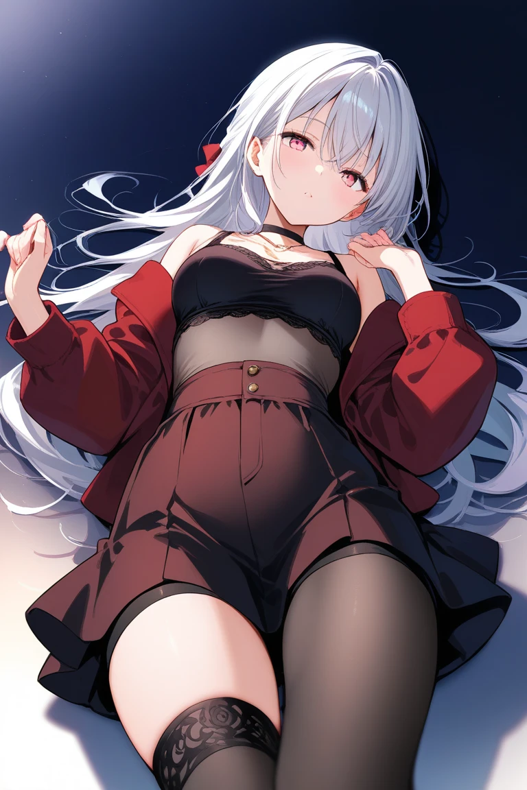 (masterpiece),(best quality),very aesthetic,(ultra-detailed),(illustration),(degenerate),very aesthetic,1girl,16yo,slender,long hair,white hair,straight hair,disheveled hair,red alluring eyes,sleepy,half closed eyes,condescending look,open mouth,smirk,fangs,An elegant and sophisticated outfit perfect for a party, featuring a dark red long dress with lace accents sleeves,ecstasy,happy,inroom,standing,standing on one leg,head tilt,crossed arms,daytime,Lascivious atmosphere,fantastic atmosphere,Sunlight shining through the window,forest landscape,curtains flutter in the wind,Toxic green colored lace thong,Old furnishings,dusty room,cowboy shot,looking at viewer, vampire, strawberry juice glass, dark fantasy, bat,bat's wings,from below