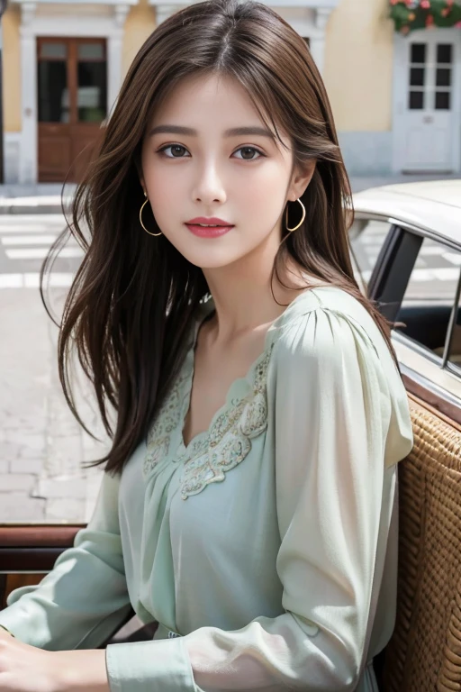 (((best quality))),(((ultra detailed))),(((masterpiece))),illustration,((1 beautiful girl,female driver,solo)),((sitting on the seat)),((in the car)),((slim,thin)),((small breasts,flat chest)),parked,roadside,vibrant,(floral sheer pajama dress:1.3),graceful,(short ponytail:1.2),delicate,features,eyes,focused,ahead,calm,concentration,classic,convertible,evening,breeze,caress,adjusted,,frame,confident,steering,wheel,delicate,hands,maneuver,control,world,setting,sun,warm,glow,illuminate,sky,canvas,match,road,stretch,explore,possibilities,background,town,life,evening,shops,opening,doors,people,strolling,cool,air,atmosphere,peaceful,serene,contrast,chaos,city,independence,societal,norms,constraints,destiny,embrace,challenges,symbol,strength,resilience,spirit,summer,((from front,close-up of face))